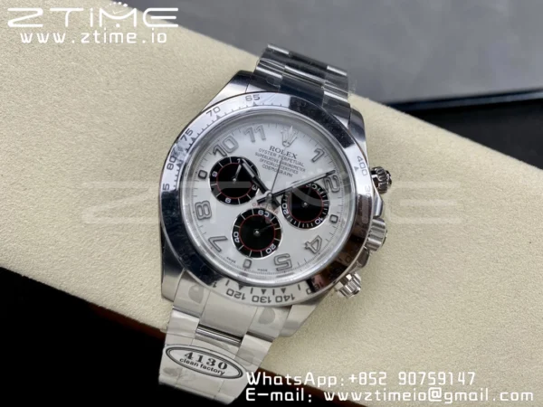 Rolex Daytona 116509 Clean 1:1 Best Edition Cassa 904L SS Quadrante Bianco su Bracciale SS SA4130 V2 - Orologio Super Clone | 1:1 Best Version