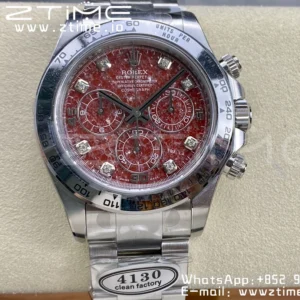 Rolex Daytona 116509 Clean 1:1 Best Edition 904L SS Case and Bracelet Red Sodalite Dial SA4130 V2 - Super Clone Watch | 1:1 Best Version
