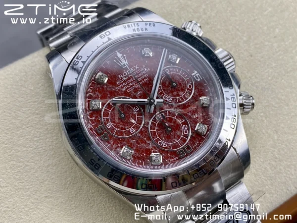 Rolex Daytona 116509 Clean 1:1 Best Edition 904L SS Case and Bracelet Red Sodalite Dial SA4130 V2 - Super Clone Watch | 1:1 Best Version