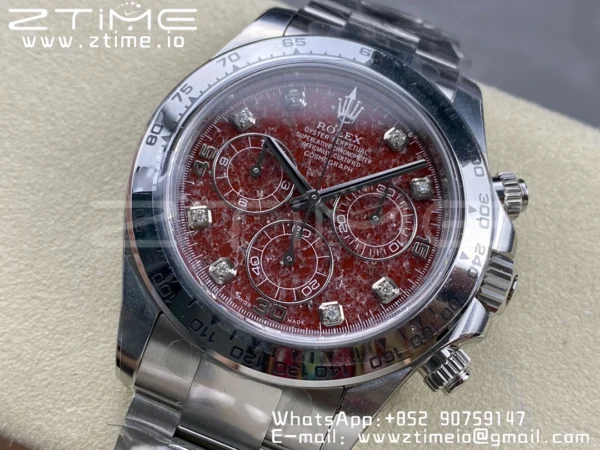 Rolex Daytona 116509 Clean 1:1 Best Edition 904L SS Case and Bracelet Red Sodalite Dial SA4130 V2 - Super Clone Watch | 1:1 Best Version