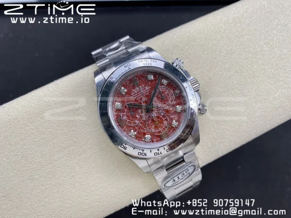 Rolex Daytona 116509 Clean 1:1 Best Edition 904L SS Case and Bracelet Red Sodalite Dial SA4130 V2 - Super Clone Watch | 1:1 Best Version