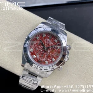 Rolex Daytona 116509 Clean 1:1 Best Edition 904L SS Case and Bracelet Red Sodalite Dial SA4130 V2 - Super Clone Watch | 1:1 Best Version