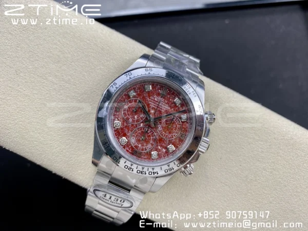 Rolex Daytona 116509 Clean 1:1 Best Edition 904L SS Case and Bracelet Red Sodalite Dial SA4130 V2 - Super Clone Watch | 1:1 Best Version