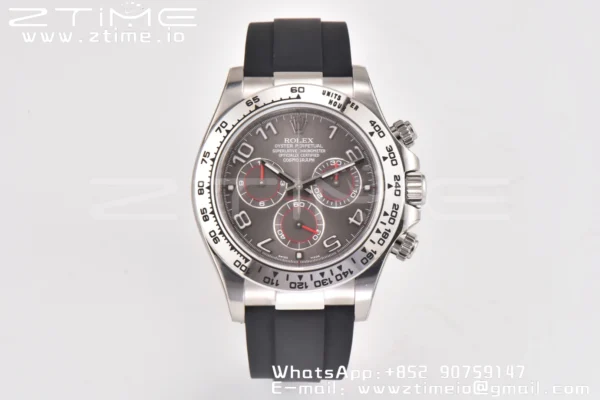 Rolex Daytona 116509 Clean 1:1 Best Edition 904L SS Case Gray Dial on Rubber Strap SA4130 V2 - Super Clone Watch | 1:1 Best Version