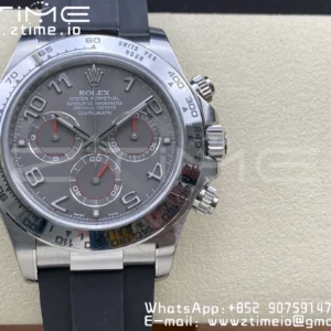 Rolex Daytona 116509 Clean 1:1 Best Edition 904L SS Case Gray Dial on Rubber Strap SA4130 V2 - Super Clone Watch | 1:1 Best Version