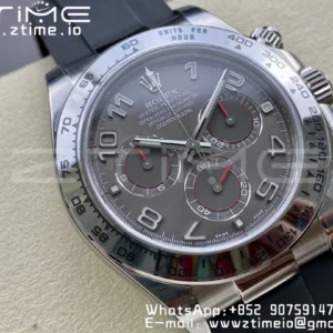 Rolex Daytona 116509 Clean 1:1 Best Edition 904L SS Case Gray Dial on Rubber Strap SA4130 V2 - Super Clone Watch | 1:1 Best Version
