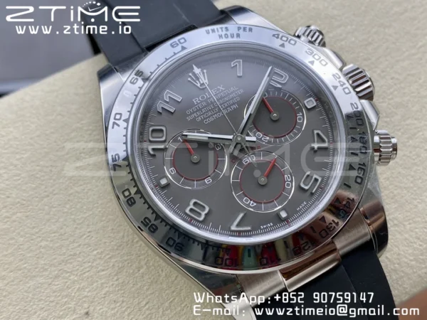 Rolex Daytona 116509 Clean 1:1 Best Edition 904L SS Case Gray Dial on Rubber Strap SA4130 V2 - Super Clone Watch | 1:1 Best Version