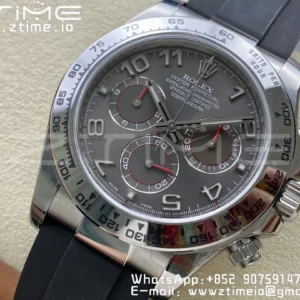 Rolex Daytona 116509 Clean 1:1 Best Edition 904L SS Case Gray Dial on Rubber Strap SA4130 V2 - Super Clone Watch | 1:1 Best Version