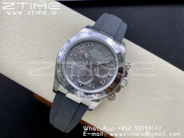 Rolex Daytona 116509 Clean 1:1 Best Edition 904L SS Case Gray Dial on Rubber Strap SA4130 V2 - Super Clone Watch | 1:1 Best Version