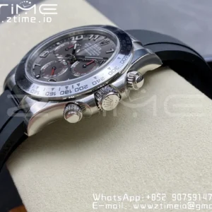 Rolex Daytona 116509 Clean 1:1 Best Edition 904L SS Case Gray Dial on Rubber Strap SA4130 V2 - Super Clone Watch | 1:1 Best Version