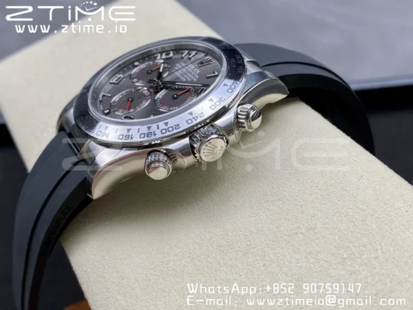Rolex Daytona 116509 Clean 1:1 Best Edition 904L SS Case Gray Dial on Rubber Strap SA4130 V2 - Super Clone Watch | 1:1 Best Version