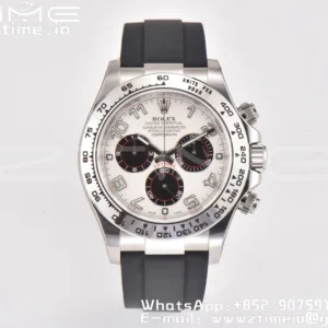Rolex Daytona 116509 Clean 1:1 Best Edition 904L SS Case White Dial on Rubber Strap SA4130 V2 - Super Clone Watch | 1:1 Best Version