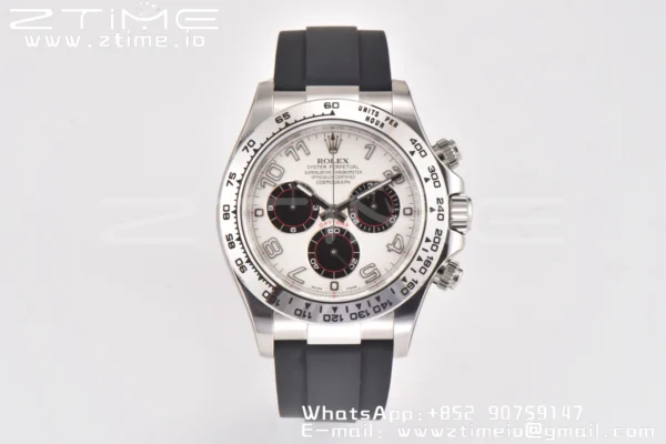 Rolex Daytona 116509 Clean 1:1 Best Edition 904L SS Case White Dial on Rubber Strap SA4130 V2 - Super Clone Watch | 1:1 Best Version