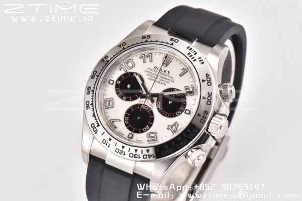 Rolex Daytona 116509 Clean 1:1 Best Edition 904L SS Case White Dial on Rubber Strap SA4130 V2 - Super Clone Watch | 1:1 Best Version
