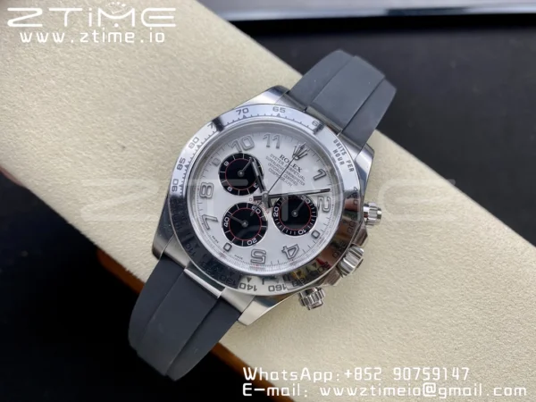 Rolex Daytona 116509 Clean 1:1 Best Edition 904L SS Case White Dial on Rubber Strap SA4130 V2 - Super Clone Watch | 1:1 Best Version