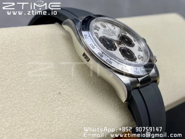 Rolex Daytona 116509 Clean 1:1 Best Edition 904L SS Case White Dial on Rubber Strap SA4130 V2 - Super Clone Watch | 1:1 Best Version