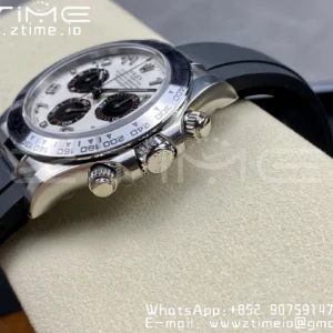 Rolex Daytona 116509 Clean 1:1 Best Edition 904L SS Case White Dial on Rubber Strap SA4130 V2 - Super Clone Watch | 1:1 Best Version