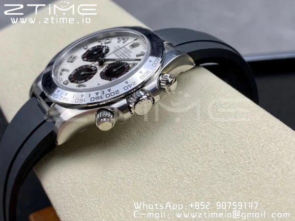 Rolex Daytona 116509 Clean 1:1 Best Edition 904L SS Case White Dial on Rubber Strap SA4130 V2 - Super Clone Watch | 1:1 Best Version