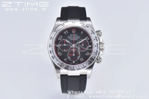 Rolex Daytona 116509 Clean 1:1 Best Edition 904L SS Case Black Dial on Rubber Strap SA4130 V2 - Super Clone Watch | 1:1 Best Version