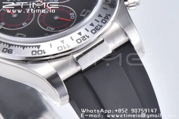 Rolex Daytona 116509 Clean 1:1 Best Edition 904L SS Case Black Dial on Rubber Strap SA4130 V2 - Super Clone Watch | 1:1 Best Version