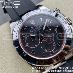Rolex Daytona 116509 Clean 1:1 Best Edition 904L SS Case Black Dial on Rubber Strap SA4130 V2 - Super Clone Watch | 1:1 Best Version