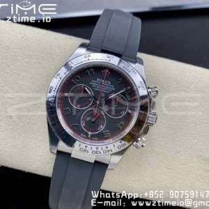 Rolex Daytona 116509 Clean 1:1 Best Edition 904L SS Case Black Dial on Rubber Strap SA4130 V2 - Super Clone Watch | 1:1 Best Version