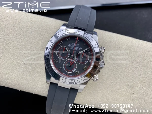 Rolex Daytona 116509 Clean 1:1 Best Edition 904L SS Case Black Dial on Rubber Strap SA4130 V2 - Super Clone Watch | 1:1 Best Version