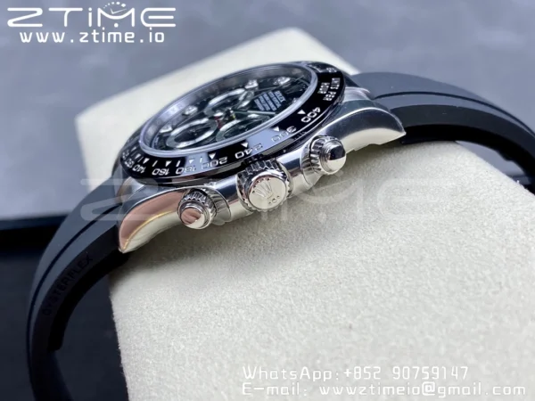 Rolex Daytona 116519 Clean Factory 1:1 Best Edition Black Diamonds Dial on Oysterflex Rubber Strap SA4130 V2 - Super Clone Watch | 1:1 Best Version