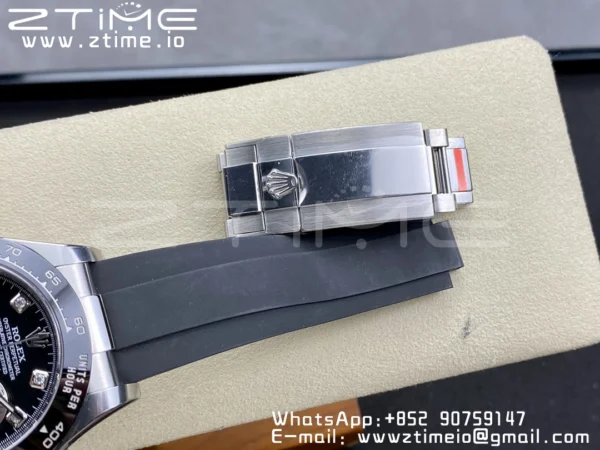 Rolex Daytona 116519 Clean Factory 1:1 Best Edition Black Diamonds Dial on Oysterflex Rubber Strap SA4130 V2 - Super Clone Watch | 1:1 Best Version