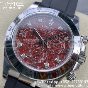 Rolex Daytona 116519 Clean 1:1 Best Edition 904L SS Case and Bracelet Red Sodalite Dial on Oysterflex SA4130 V2 - Super Clone Watch | 1:1 Best Version