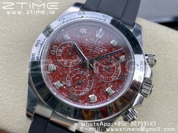Rolex Daytona 116519 Clean 1:1 Best Edition 904L SS Case and Bracelet Red Sodalite Dial on Oysterflex SA4130 V2 - Super Clone Watch | 1:1 Best Version