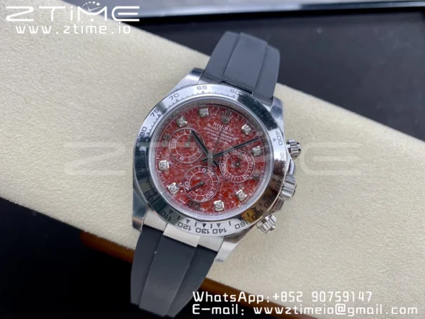Rolex Daytona 116519 Clean 1:1 Best Edition 904L SS Case and Bracelet Red Sodalite Dial on Oysterflex SA4130 V2 - Super Clone Watch | 1:1 Best Version
