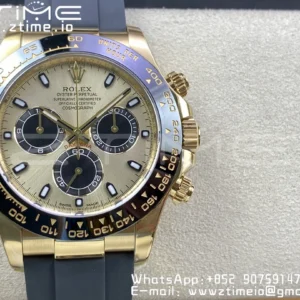 Rolex Daytona 116518 Clean Factory YG 1:1 Best Edition YG Dial on Oysterflex Rubber Strap SA4130 v2 - Super Clone Watch | 1:1 Best Version