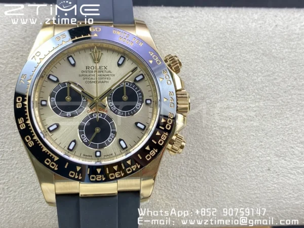 Rolex Daytona 116518 Clean Factory YG 1:1 Best Edition YG Dial on Oysterflex Rubber Strap SA4130 v2 - Super Clone Watch | 1:1 Best Version