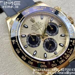 Rolex Daytona 116518 Clean Factory YG 1:1 Best Edition YG Dial on Oysterflex Rubber Strap SA4130 v2 - Super Clone Watch | 1:1 Best Version