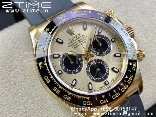 Rolex Daytona 116518 Clean Factory YG 1:1 Best Edition YG Dial on Oysterflex Rubber Strap SA4130 v2 - Super Clone Watch | 1:1 Best Version