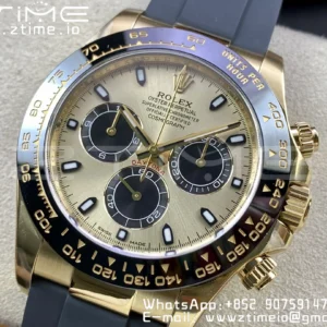 Rolex Daytona 116518 Clean Factory YG 1:1 Best Edition YG Dial on Oysterflex Rubber Strap SA4130 v2 - Super Clone Watch | 1:1 Best Version