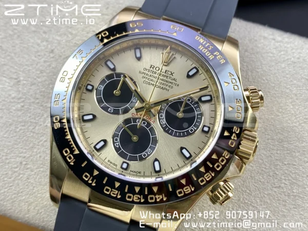 Rolex Daytona 116518 Clean Factory YG 1:1 Best Edition YG Dial on Oysterflex Rubber Strap SA4130 v2 - Super Clone Watch | 1:1 Best Version
