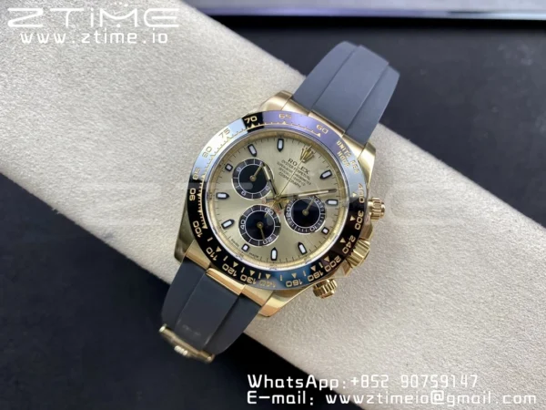 Rolex Daytona 116518 Clean Factory YG 1:1 Best Edition YG Dial on Oysterflex Rubber Strap SA4130 v2 - Super Clone Watch | 1:1 Best Version
