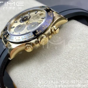 Rolex Daytona 116518 Clean Factory YG 1:1 Best Edition YG Dial on Oysterflex Rubber Strap SA4130 v2 - Super Clone Watch | 1:1 Best Version