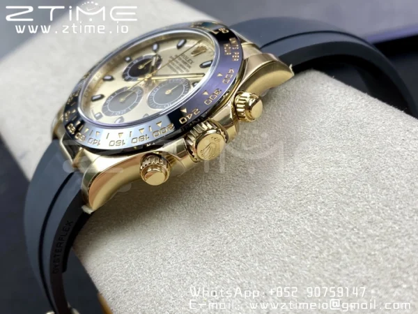 Rolex Daytona 116518 Clean Factory YG 1:1 Best Edition YG Dial on Oysterflex Rubber Strap SA4130 v2 - Super Clone Watch | 1:1 Best Version