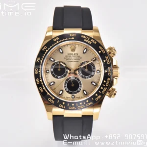 Rolex Daytona 116518 Clean Factory YG 1:1 Best Edition YG Dial on Oysterflex Rubber Strap SA4130 v2 - Super Clone Watch | 1:1 Best Version