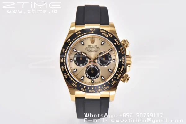 Rolex Daytona 116518 Clean Factory YG 1:1 Best Edition YG Dial on Oysterflex Rubber Strap SA4130 v2 - Super Clone Watch | 1:1 Best Version