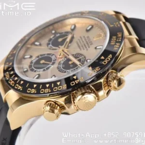 Rolex Daytona 116518 Clean Factory YG 1:1 Best Edition YG Dial on Oysterflex Rubber Strap SA4130 v2 - Super Clone Watch | 1:1 Best Version