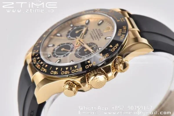 Rolex Daytona 116518 Clean Factory YG 1:1 Best Edition YG Dial on Oysterflex Rubber Strap SA4130 v2 - Super Clone Watch | 1:1 Best Version