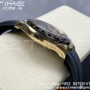 Rolex Daytona 116518 Clean Factory YG 1:1 Best Edition Black/YG Dial on Oysterflex Rubber Strap SA4130 V2 - Super Clone Watch | 1:1 Best Version