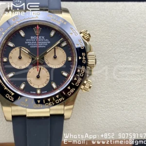 Rolex Daytona 116518 Clean Factory YG 1:1 Best Edition Black/YG Dial on Oysterflex Rubber Strap SA4130 V2 - Super Clone Watch | 1:1 Best Version
