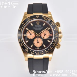 Rolex Daytona 116518 Clean Factory YG 1:1 Best Edition Black/YG Dial on Oysterflex Rubber Strap SA4130 V2 - Super Clone Watch | 1:1 Best Version