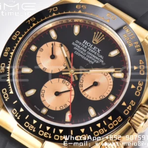 Rolex Daytona 116518 Clean Factory YG 1:1 Best Edition Black/YG Dial on Oysterflex Rubber Strap SA4130 V2 - Super Clone Watch | 1:1 Best Version