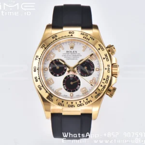 Rolex  Daytona 116509 Clean 1:1 Best Edition YG Case White Dial on Rubber Strap SA4130 V2 - Super Clone Watch | 1:1 Best Version